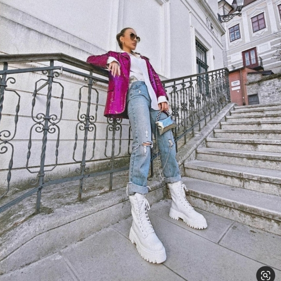 Brand New Zara LACE-UP LEATHER ANKLE BOOTS - Picture 3 of 14